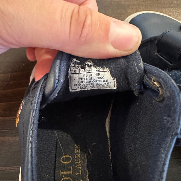Polo Ralph Lauren Navy Blue Slater EZ Velcro Sneaker Shoes Size 6C - Picture 8 of 8